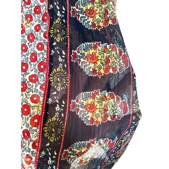 Lucky Brand Womens Sheer Blouse Plus Size 2X Americana Boho Chiffon Mixed Print - Picture 3 of 12